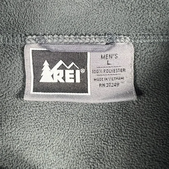 REI Full Zip Fleece Jacket Mens Large Black Long Sleeve Mock Neck Pockets - Picture 9 of 14
